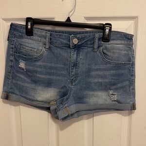 SO Denim Blue Distressed Jean Shorts